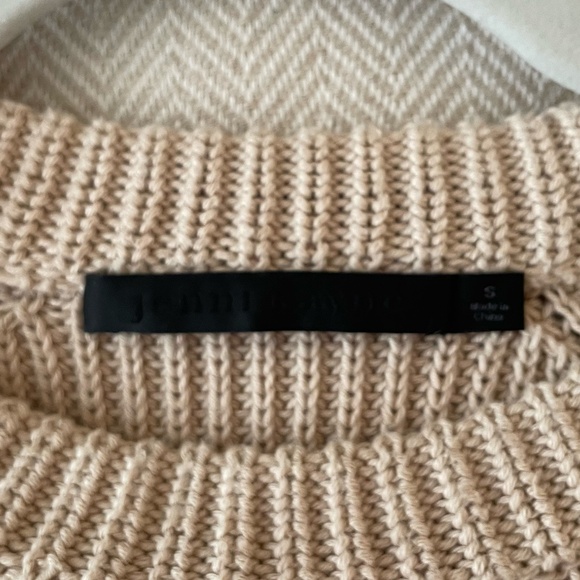 Jenni Kayne Cotton Fisherman Sweater in Oatmeal, Size Small - Picture 3 of 5